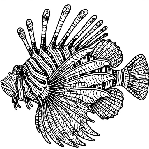 Zentangle Lionfish Coloring Page