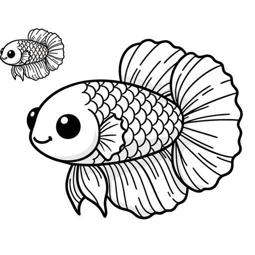 Cute Siamese Fighting Fish Coloring Page