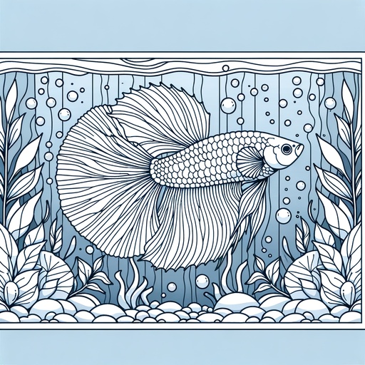 Underwater Siamese Fighting Fish Coloring Page