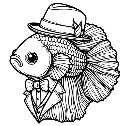 Siamese Fighting Fish in Suits Coloring Page