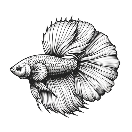 Mindful Siamese Fighting Fish Coloring Page