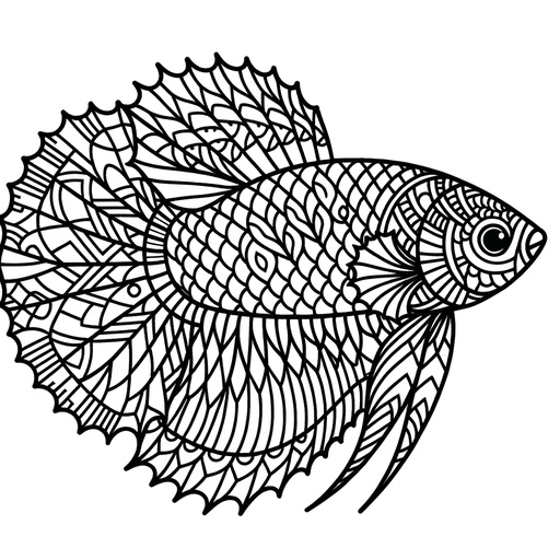 Geometric Siamese Fighting Fish Coloring Page