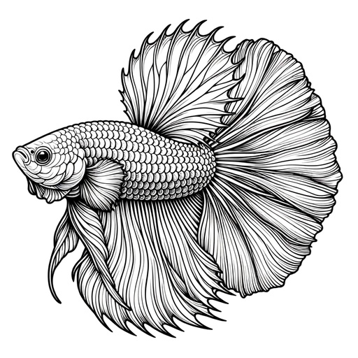 Realistic Siamese Fighting Fish Coloring Page