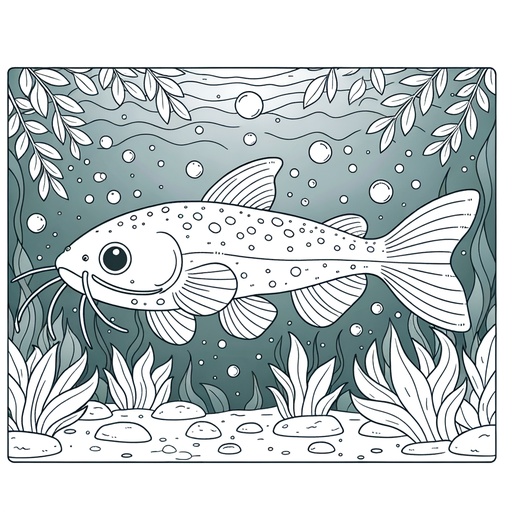 Underwater Catfish Coloring Page