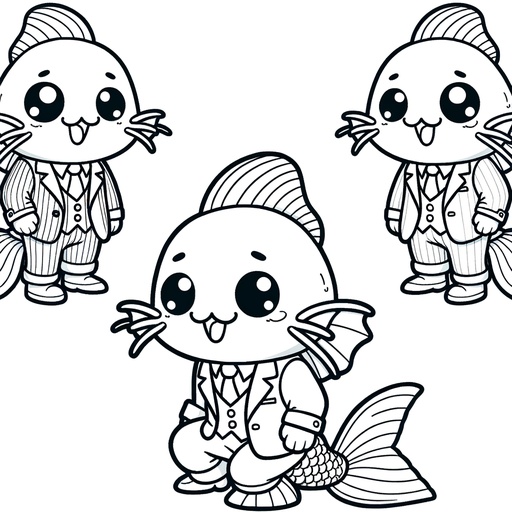 Catfish in Suits Coloring Page