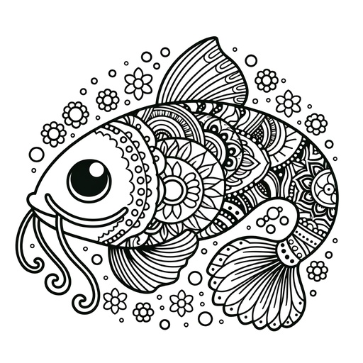 Mandala Catfish Coloring Page