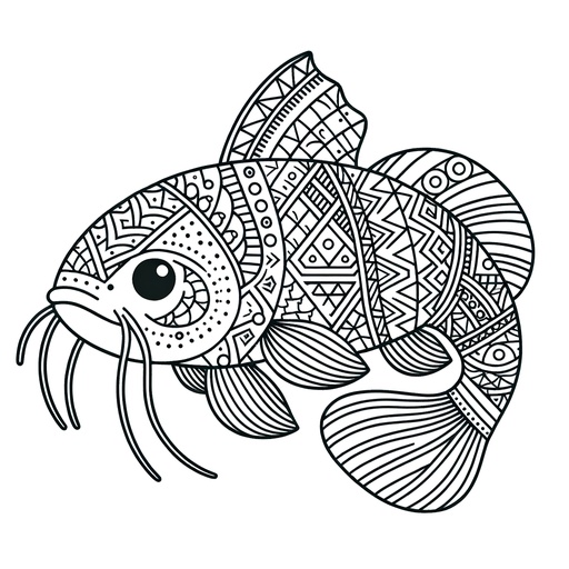 Geometric Catfish Coloring Page