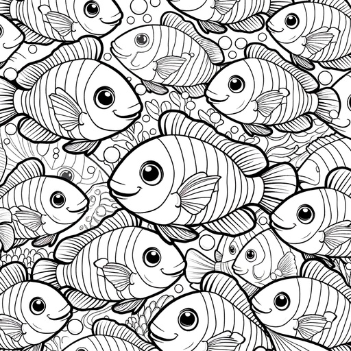 Cute Shoal of Cichlids Coloring Page