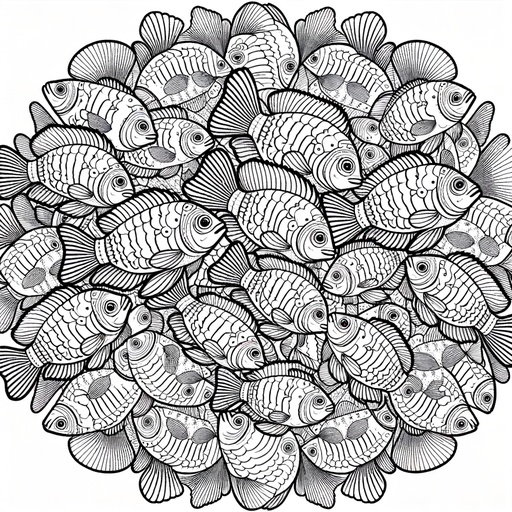 Mandala Shoal of Cichlids Coloring Page