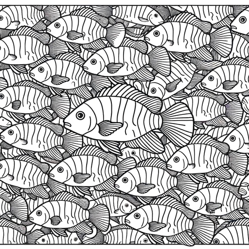 Mindful Shoal of Cichlids Coloring Page