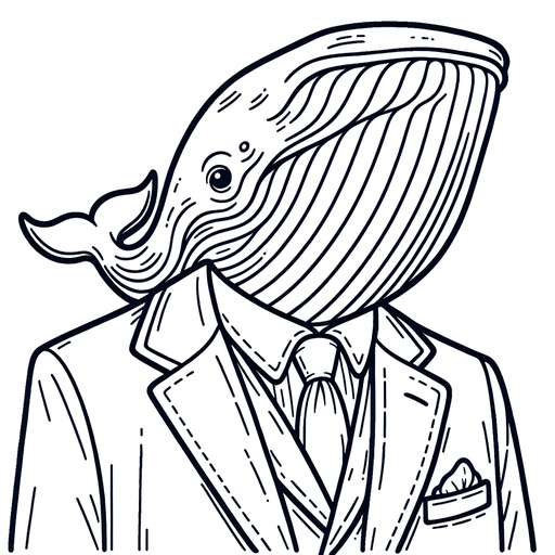 Blue Whale in Suits Coloring Page