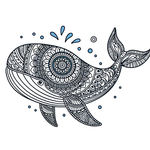 Mandala Blue Whale Coloring Page