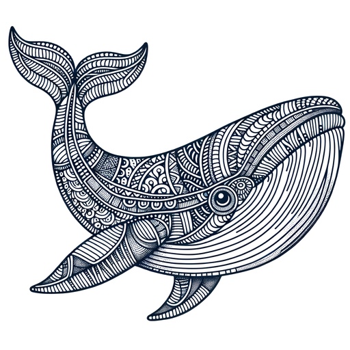 Zentangle Blue Whale Coloring Page