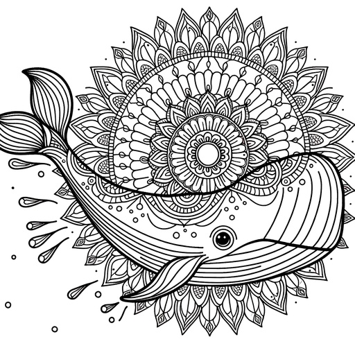 Mandala Sperm Whale Coloring Page