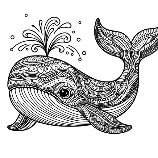 Zentangle Sperm Whale Coloring Page