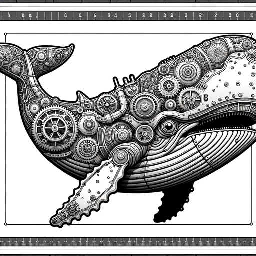 Steampunk Sperm Whale Coloring Page