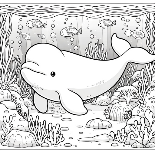 Underwater Beluga Whale Coloring Page