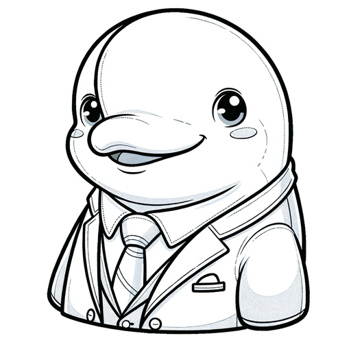 Beluga Whale in Suits Coloring Page