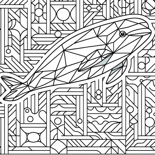 Geometric Beluga Whale Coloring Page