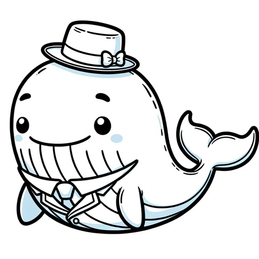 Gray Whale in Suits Coloring Page