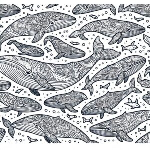 Mindful Gray Whale Coloring Page- 4 Free Printable Pages