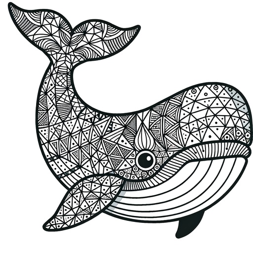 Geometric Gray Whale Coloring Page