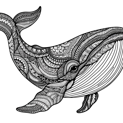 Zentangle Gray Whale Coloring Page