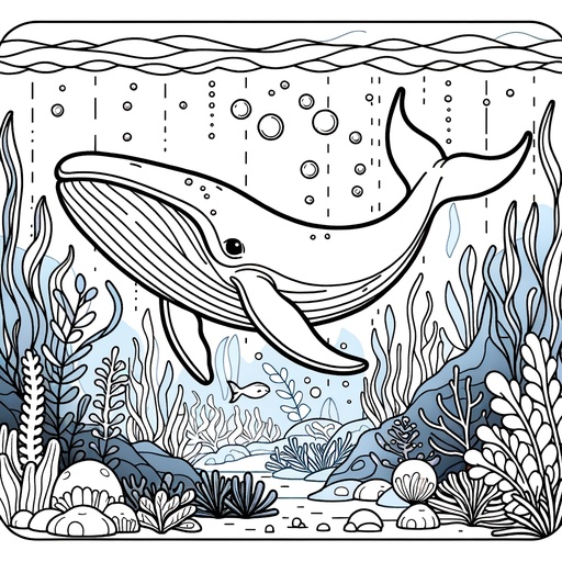 Underwater Minke Whale Coloring Page