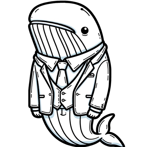 Minke Whale in Suits Coloring Page