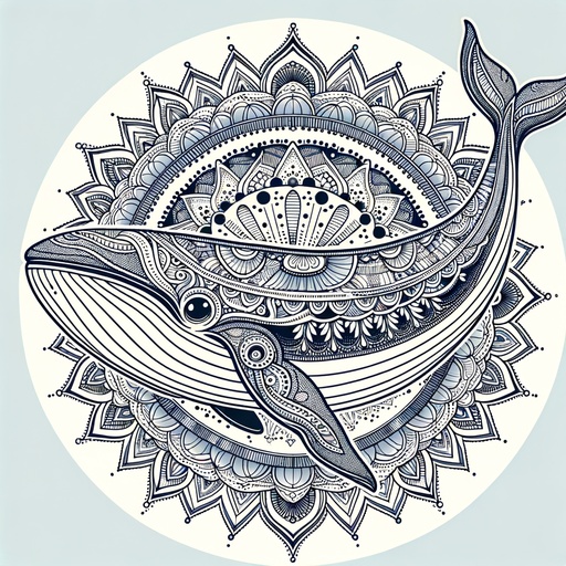 Mandala Minke Whale Coloring Page