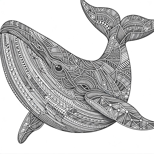 Geometric Minke Whale Coloring Page