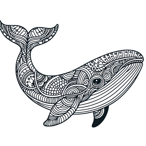 Zentangle Minke Whale Coloring Page