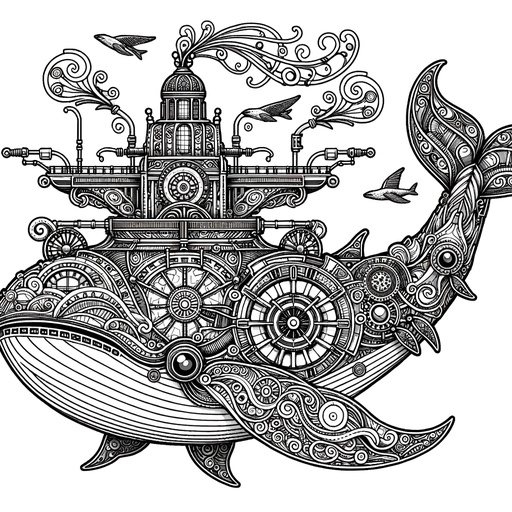 Steampunk Minke Whale Coloring Page