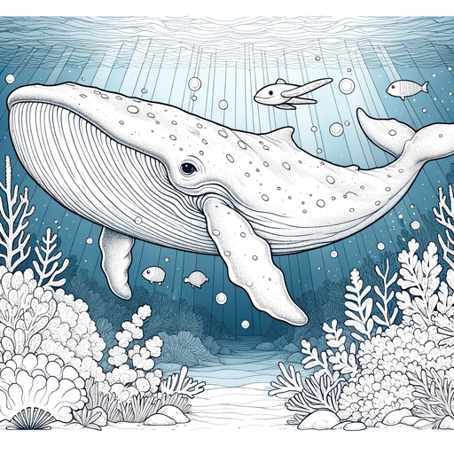 Underwater Fin Whale Coloring Page