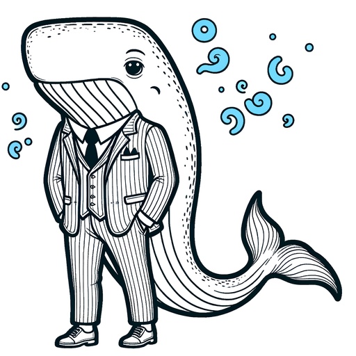 Fin Whale in Suits Coloring Page