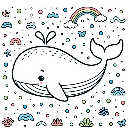 Cute Bowhead Whale Coloring Page