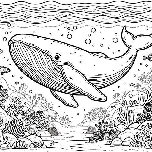 Underwater Bowhead Whale Coloring Page