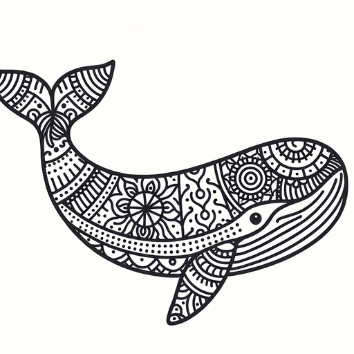 Mindful Bowhead Whale Coloring Page