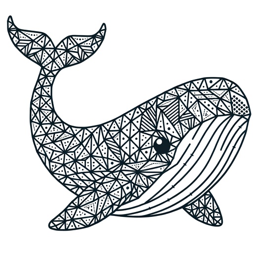 Geometric Bowhead Whale Coloring Page