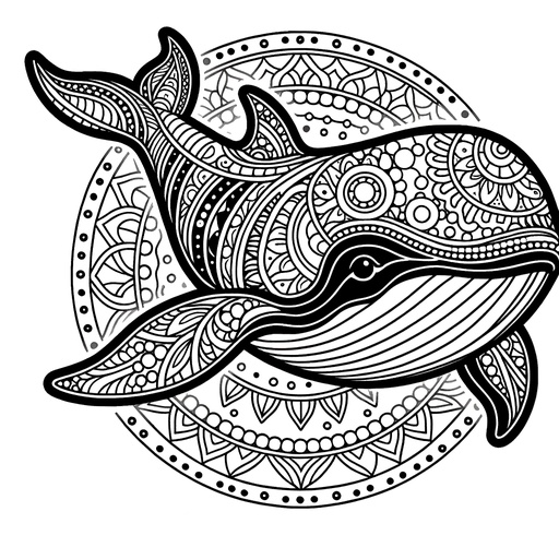 Mandala Pilot Whale Coloring Page