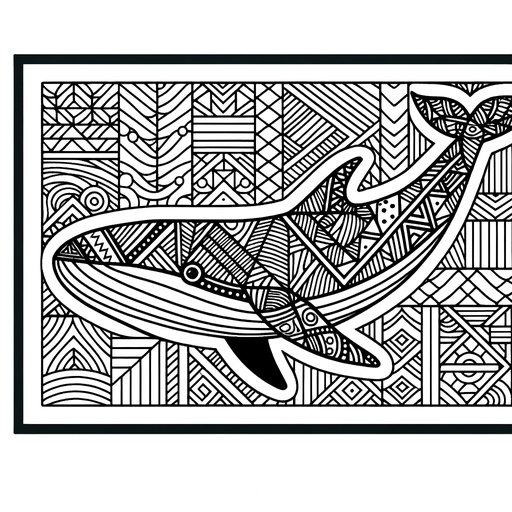 Geometric Pilot Whale Coloring Page