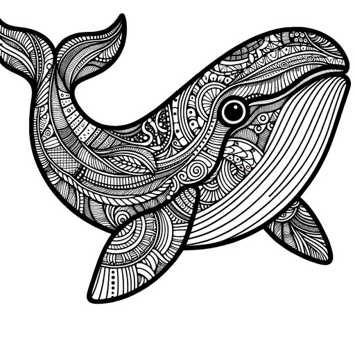 Zentangle Pilot Whale Coloring Page