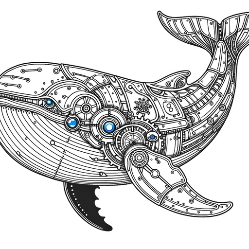 Steampunk Pilot Whale Coloring Page