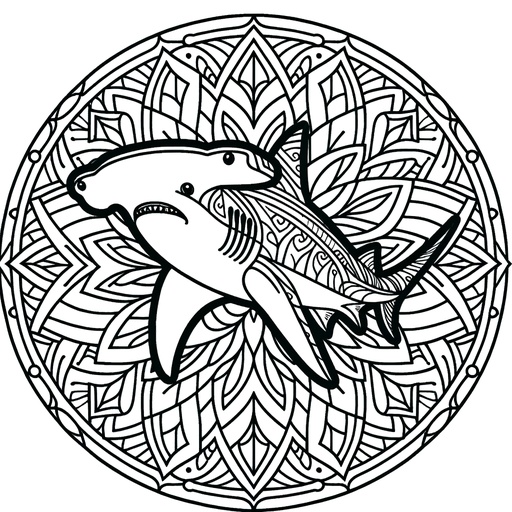 Mandala Hammerhead Shark Coloring Page