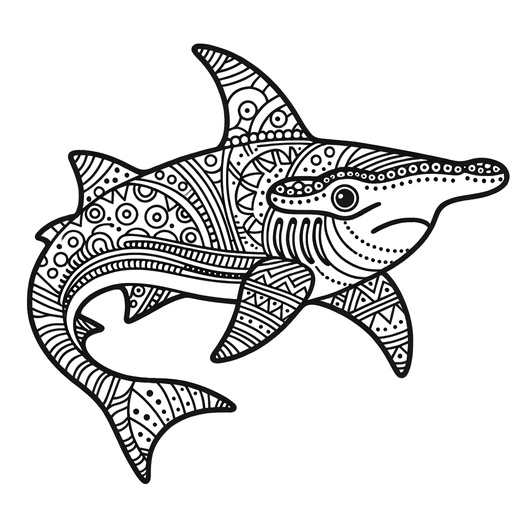 Mindful Hammerhead Shark Coloring Page