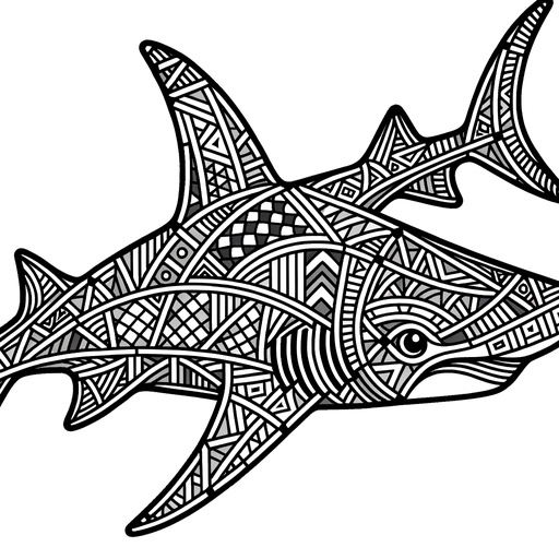 Geometric Hammerhead Shark Coloring Page