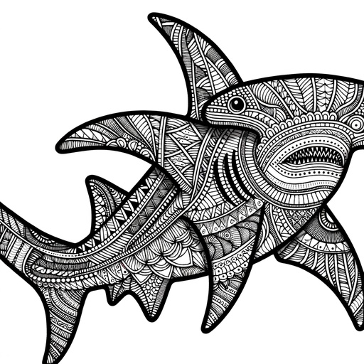 Zentangle Hammerhead Shark Coloring Page