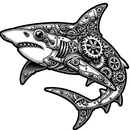 Steampunk Hammerhead Shark Coloring Page