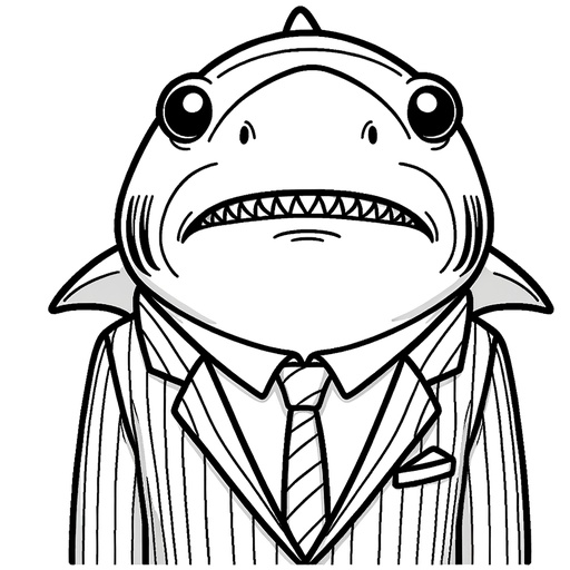 Tiger Shark in Suits Coloring Page