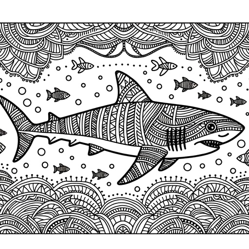 Mindful Tiger Shark Coloring Page